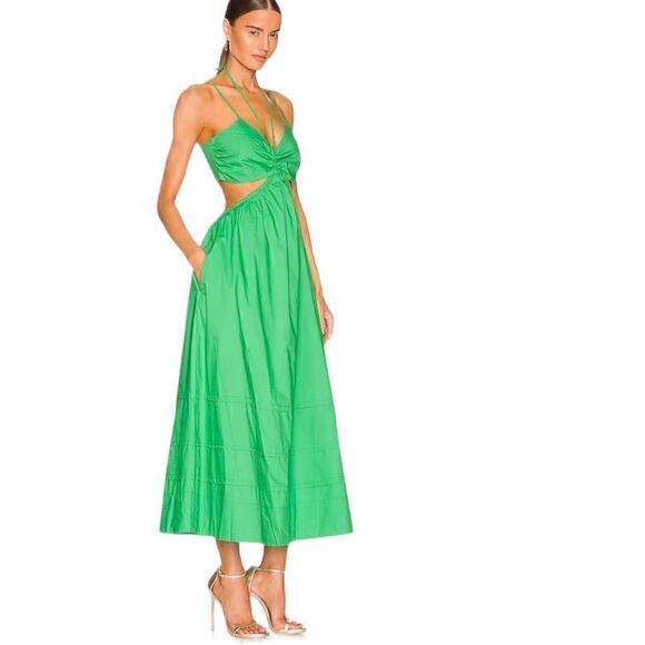 Nicholas Baylee Cut-Out Pockets Midi Dress in Green Emerald .Size 0 - Picture 2 of 15